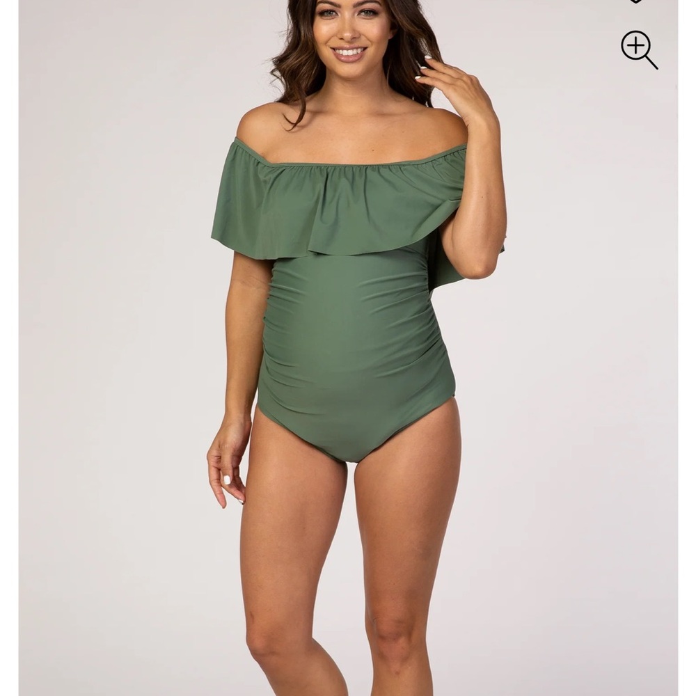 Pinkblush Off-Shoulder Olive One Piece Swimsuit - NWOT